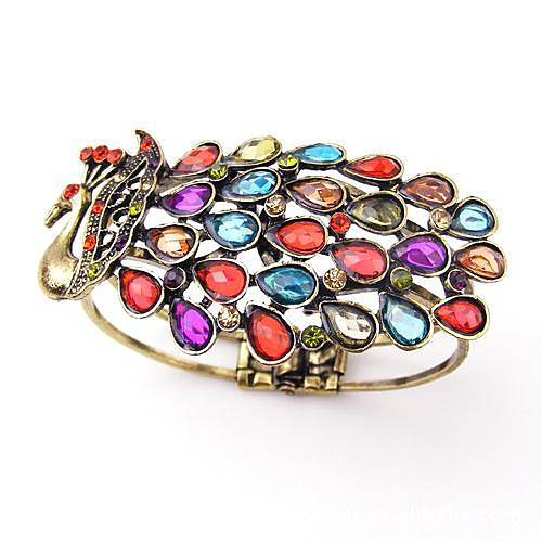 Fashion Brightful Peacock Golden Alloy Charm Bracelet(1pc)