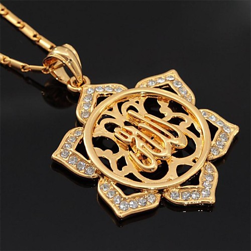 u7 Аллах ожерелье 18k реальное позолоченные полые цветов ожерелье ювелирные изделия