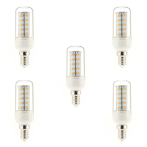 5PCS E14 7W 365730SMD 650LM 3000-3500K Warm White Light LED Corn Bulb(220V)