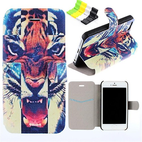 Tiger Pattern PU Leather Full Body Case Have A Perfume and Phone Holder for iPhone 5/5S