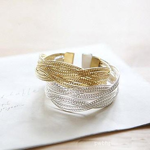 Fashion Knitted Golden Alloy Charm Bracelet(1pc)(Silvery)