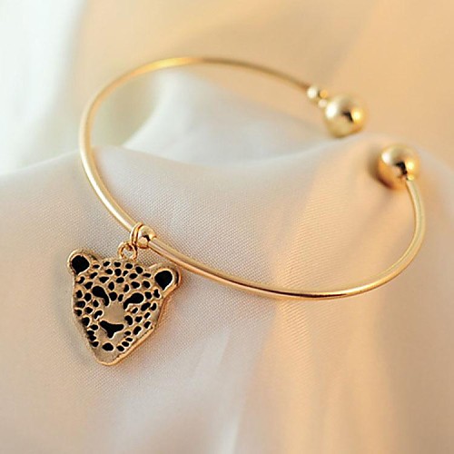 Fashion Leopard Opan Mouth Golden Alloy Bracelets(1 Pc)