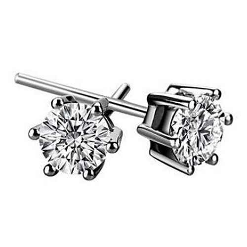 Fine Jewelry 925 Sterling Silver Zircon Earring Stud 1 Pair