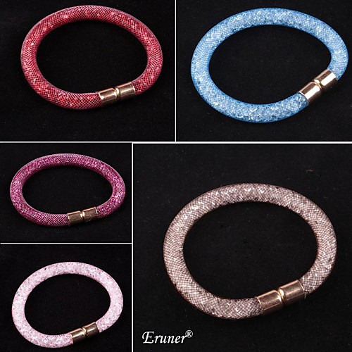 Eruner Stardust Rhinestone Crystal Beads Net Mesh Magnetic Snap Bracelet Bangle Hot