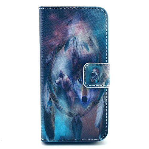 Wolf Family and Dream Catcher Pattern PU Leather Cover with Stand and Card Slot for iPhone 6 Plus