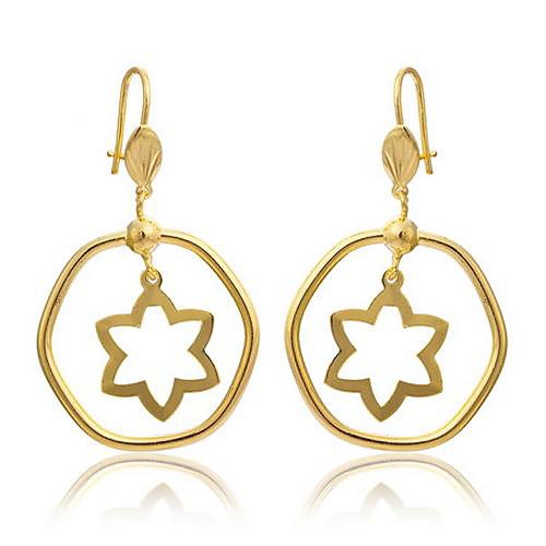 Tina-Gold Plated Hollow Hexagonal Star the European and American Fashion Earrings