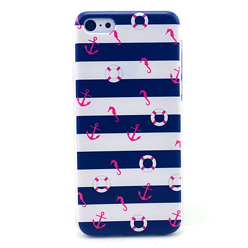 Hippocampus Striped Anchor Pattern Hard Cover Case for iPhone 5C