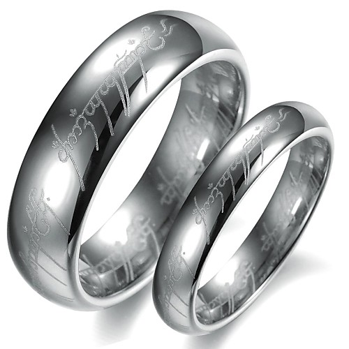 Simple Design Silver Color Tungsten Couple Ring