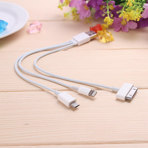 3-в-1 USB 2.0 мужчина к 30-контактный / 8-контактный / Micro USB 2.0 кабель для iphone 6 на мобильный 6 плюс / Ipad мини и другие (20 см)