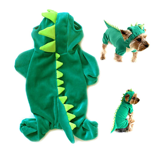 Naughty Green Dinosaur Flannelette Clothes for Pet Dog(Assorted Sizes)