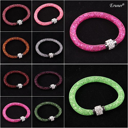 Eruner Stardust Rhinestone Crystal Beads Net Mesh Magnetic Snap Bracelet Bangle Hot