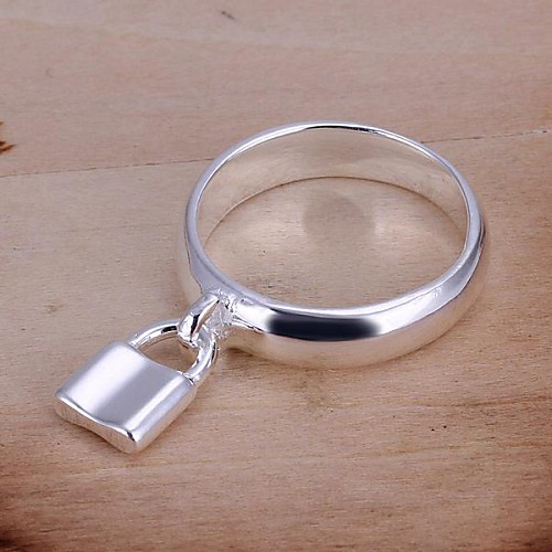 Lureme Fashion 925 Sterling Silver Padlock Pendant Ring