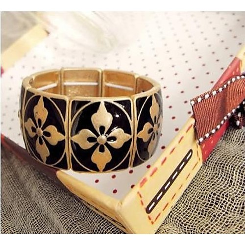 Fashion Four Leaves Flower Black Alloy Bracelets(1 Pc)