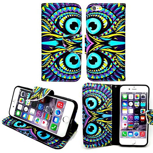 KARZEA™ Blue Eyes PU Leather TPU Back Painting Card Holder Wallet Case with Oval Bucklefor iPhone 6