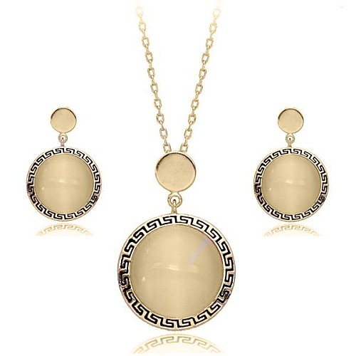 элегантный классический опалы кулон ожерелье серьги комплект ювелирных изделий (золотой / серебряный цвет)
