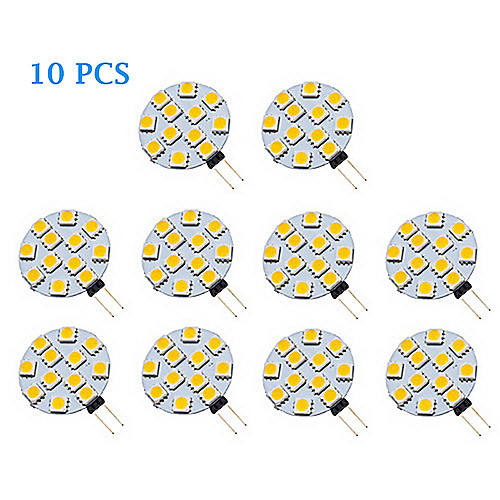 10Pcs G4 1.5W 12x5050SMD 70LM 3500K/6000K Warm White Cool White Light LED Spot Bulb (12V)