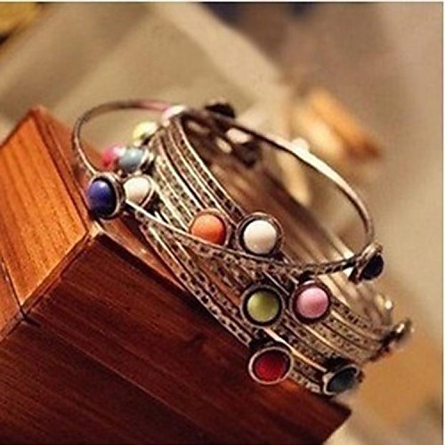 Fashion European Retro Multicolor Golden Alloy Bracelets(1 Set)