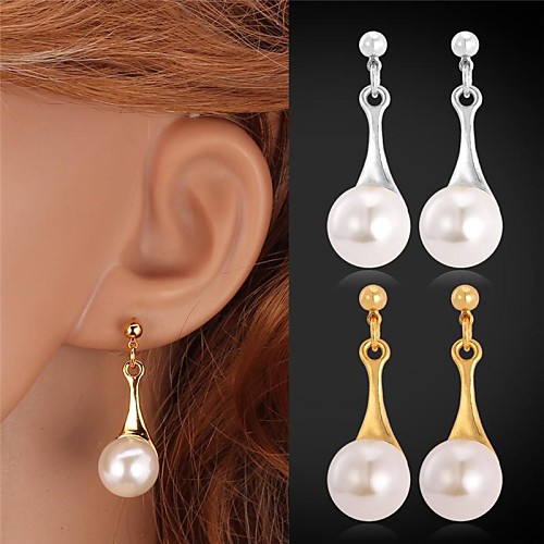 U7Water Drop Pearl Earrings 18K Real Gold Platinum Plated Drop Earrings Wedding Earrings Fashion Jewelry