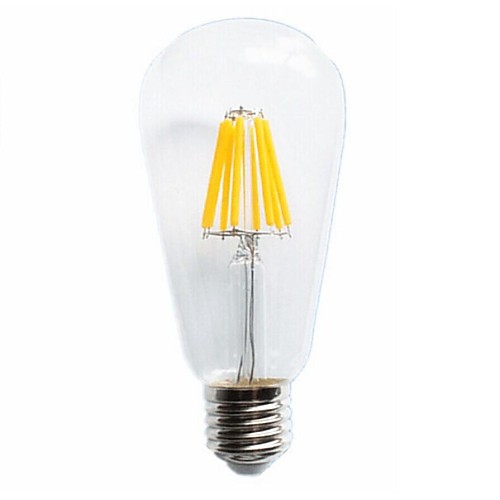 ST64 E27 8W 8xCOB 800LM 2800-3000K  Warm White Light LED Filament Lamp (AC90-240V)