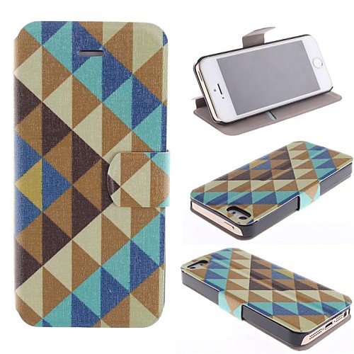 Color the Triangle Type Design PU Leather Full Body Case with Card Slot for iPhone 5/5S