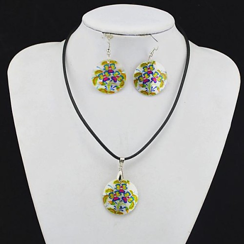 Toonykelly Fashionable Multicolor Natural Shell Cowry(Earring and Necklace) Jewelry Set