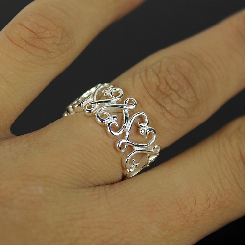 Silver Hollow Heart Ring - Silver