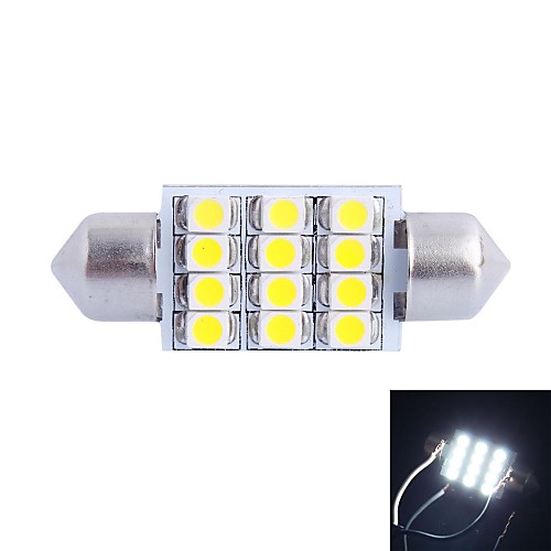 gc 36mm 3W 12x3528smd 150lm 6000K белый привело для автомобиля чтения / номерного знака / дверь лампы (DC 12V)