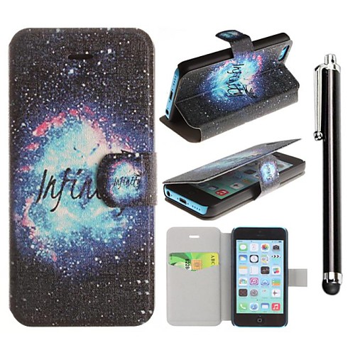 The Milky Way Pattern PU Leather Full Body Case with Stand and A Stylus Touch Pen for iPhone 5/5S/5C