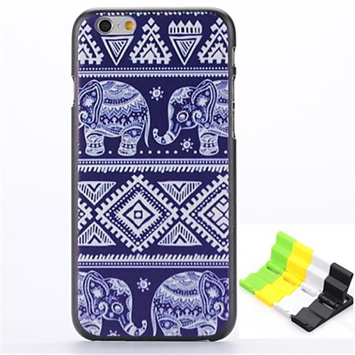 Blue Elephant Pattern Hard Case and Phone Holder for iPhone 6 Plus