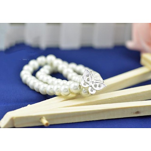 Fashion Double-deck Butterfly White Pearl Bracelets(1 Pc)