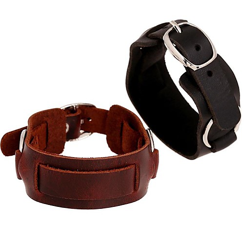 Vintage Punk Contracted Genuine Leather Men's Bracelets (1pc, Black/Brown)