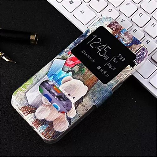 Double Window Design PU Leather Full Body Case with Stand for iPhone 6 Plus