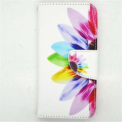 Rainbow Flower Pattern PU Leather Full Body Case with Card Slot and Stand for iPhone 6