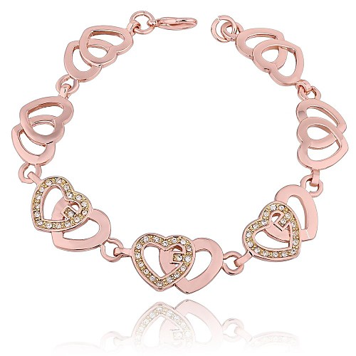 Women's Rose Gold Plated Heart Drill Bracelet