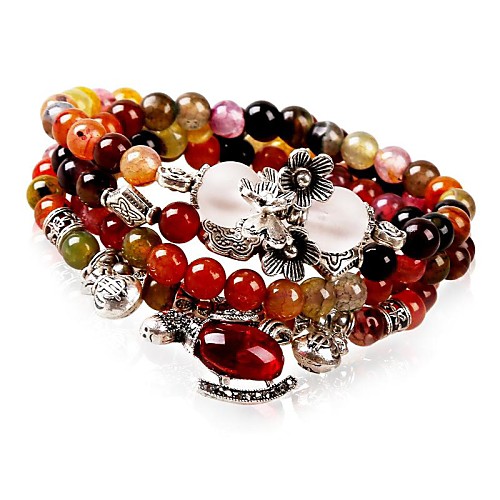 Women's Fashion Colorful Crystal Gemstone Lucky Bead Bracelet