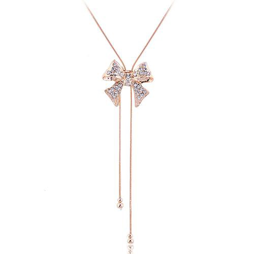 LuremeGold Plated Alloy Zircon Bowknot Pendant Neckalce