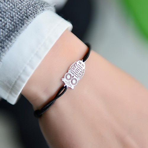 Fashion Women Owl Stamping Elastic Bracelet