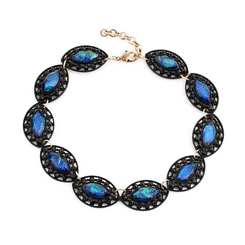 Стильная овальная форма синий горный хрусталь колье ожерелья (1 шт)