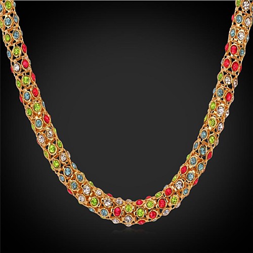 u7multicolor горный хрусталь 18k реальное позолоченные колье коренастый ожерелье для женщин ювелирные изделия для женщин