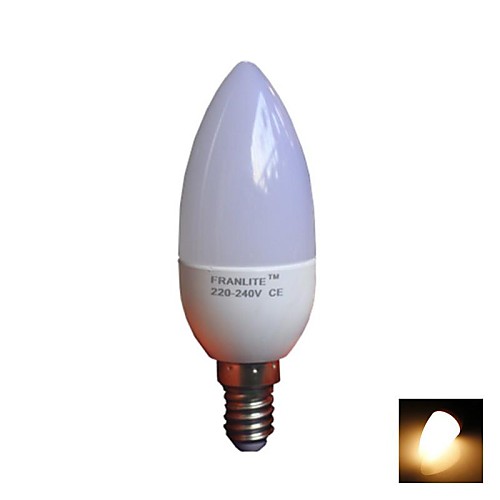 franlite ™ C37 E14 4W (= инков 25w ) 3000K теплый белый CRI>80 8x3020smd привело 300lm светодиодные лампы свечи лампы (AC 220-240В)