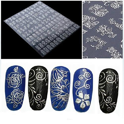 1x 108 шт 3d серебряные цветов Nail Art наклейки