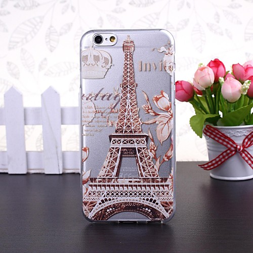 Eiffel Tower and Flowers Pattern Transparent TPU Soft Case for iPhone 6