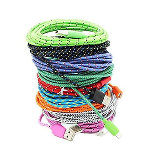 Colorful 8 Pin to USB Tenacity Nylon Round Data Cable for iPhone 5/6/iPad mini/iPad Air 1/2(200cm, Assorted Colors)