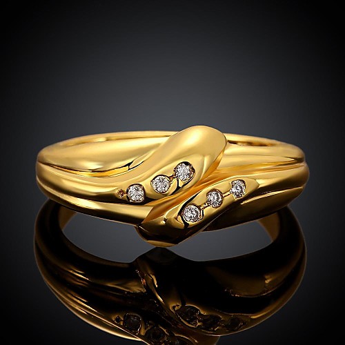 Fashion Gold Plated Women Inlaid Zircon Mature Statement Rings (1 Pc)