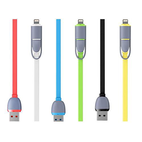 2.1a 2-в-1 кабель для зарядки и Micro USB кабель синхронизации данных для Iphone и других (1M разных цветов)