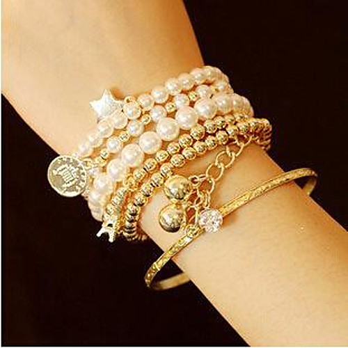 Fashion Hierarchics Tower Bowknot Golden Alloy Charm Bracelet(1pc)