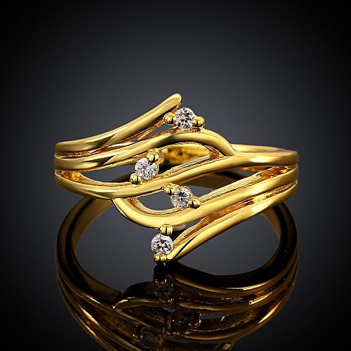 Fashion Gold Plated Women Inlaid Zircon Branche Statement Rings (1 Pc)