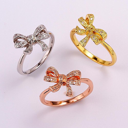 Fashion Gold Plated Women Bowknot Statement Rings (1 Pc)