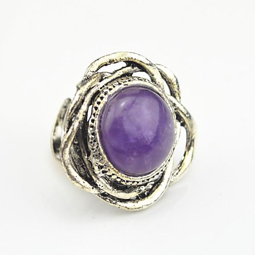 Toonykelly Vintage Antique Silver Turquoise Amethyst Stone Adjustable Finger Ring(1pcs)