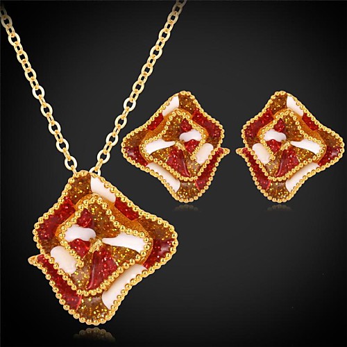 u7fancy цветы ожерелье серьги 18k реальное позолоченные набор украшений для женщин комплект ювелирных изделий